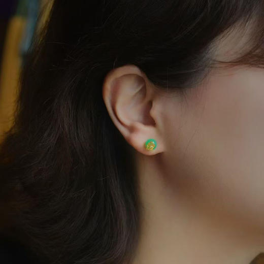龢盒原创 9k金澳玉蝴蝶耳钉 商品图2