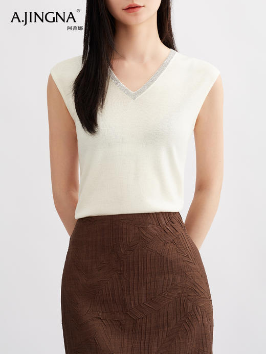 【百搭通勤】阿菁娜气质V领春秋冬的优雅系针织背心F30Q301012 商品图4