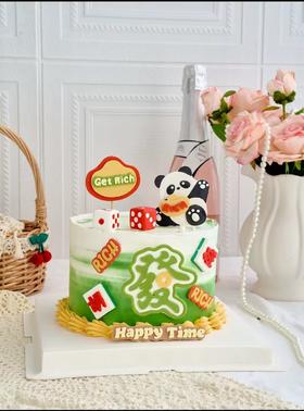 发财熊猫主题蛋糕