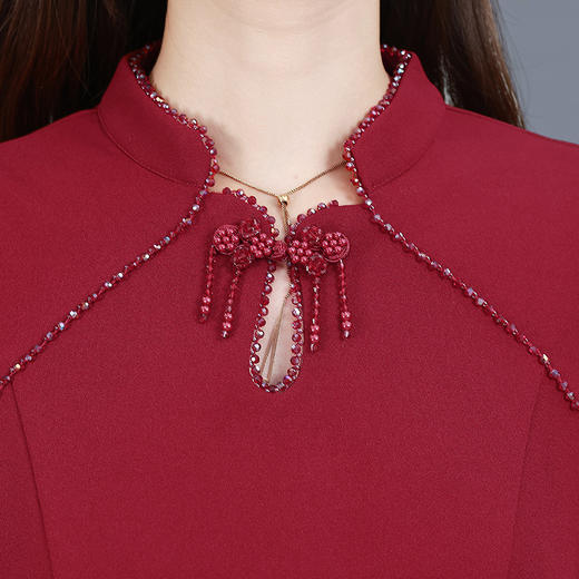 QYMTYH-99H209 -Y新中式国风复古旗袍连衣裙女2025年秋季新款红色礼服裙 商品图3