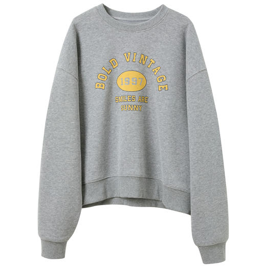 三彩2025冬季新款休闲字母印花卫衣加绒宽松套头上衣简约M 商品图4