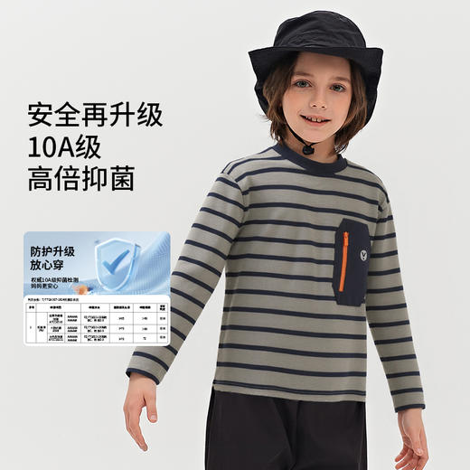 【七个萄子儿童条纹短袖T恤R74124】 吸湿排汗黑科技，透气百搭，棉感亲肤，学院风时尚穿搭 商品图3