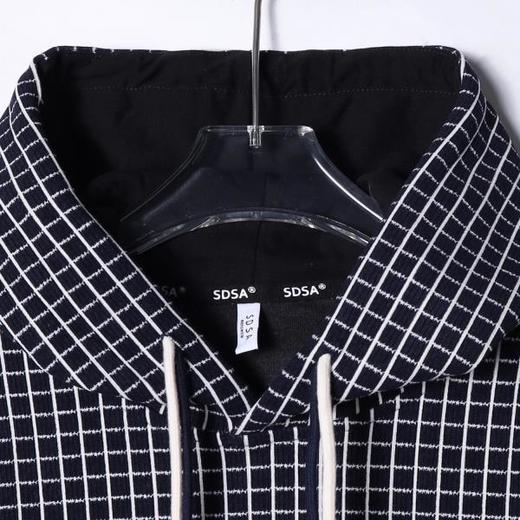 WY1086SDSA男士秋冬新款痞帅男装撞色格纹格子设计抽绳连帽卫衣复古百搭 商品图2