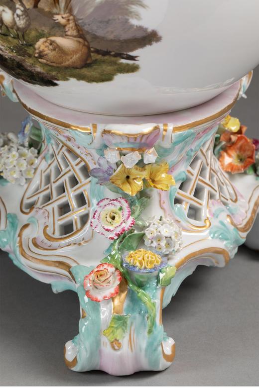 独角鹿西洋古董德国梅森田园牧歌主题彩绘描金茶壶摆件古董瓷器 商品图8