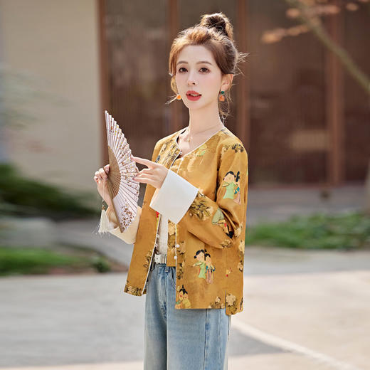 新中式国风复古提花外套2025秋季新款设计感小众百搭显瘦上衣潮SYY2712 商品图2