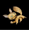 独角鹿西洋古董 法国顶级珠宝世家宝诗龙Boucheron出品18K黄金镶嵌祖母绿钻石及珐琅小狐狸造型古董胸针 商品缩略图3