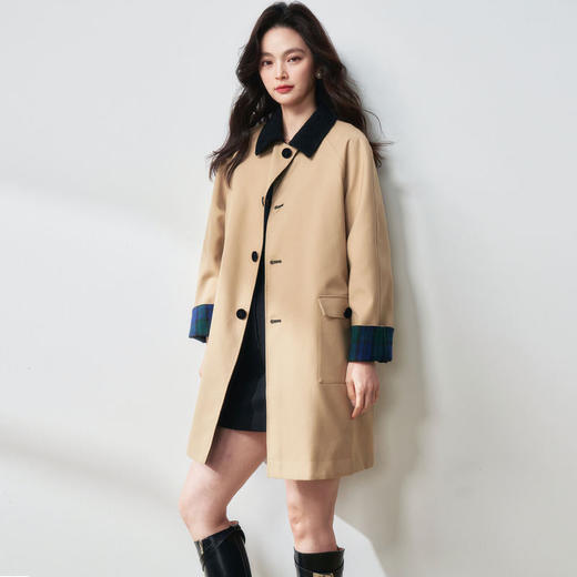 25秋新款复古撞色miu系格纹双面穿卡其色中长款减龄风衣外套25072 商品图2