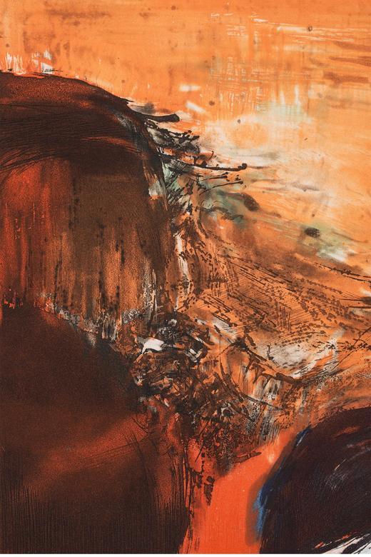 独角鹿西洋古董西班牙巴塞罗那Ediciones Polígrafa出版赵无极亲签限量彩色凹版蚀刻版画「无题：第302号」 商品图1