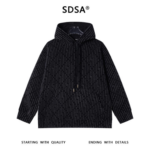 WY1158SDSA男士秋冬新款痞帅男装时尚撞色格纹绒毛抽绳连帽卫衣潮流慵懒 商品图1