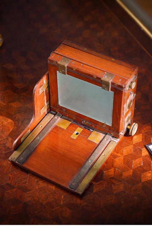 独角鹿西洋古董 英国著名品牌Watson & Sons出品桃花心木及牛皮装饰黄铜配件大画幅风琴机外景相机 商品图4