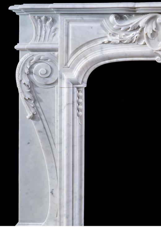 独角鹿西洋古董比利时出品古典卷叶纹主题浮雕装饰卡拉拉大理石壁炉 商品图2