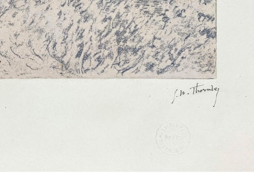 独角鹿西洋古董1892年代法国巴黎Belfond & Cie出版印象派大师莫奈授权版画家Georges William Thornley出品限量石版画作品《昂蒂布海角远眺》 商品图6