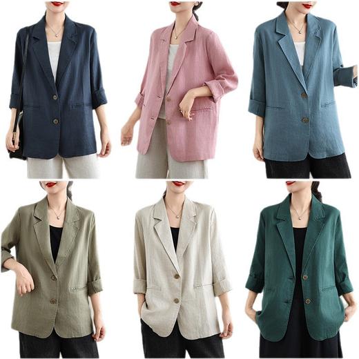 GYH 6170简约文艺宽松西装领长袖小西服外套 商品图0