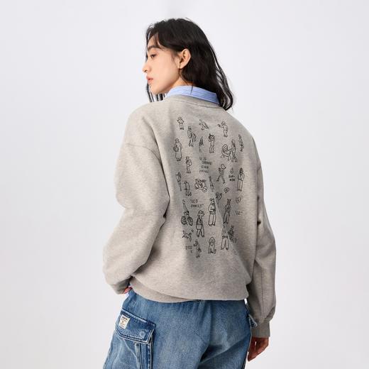 NPC潮牌CC系列双面印花磨毛宽松落肩卫衣男圆领舒适CC4CST09 商品图1