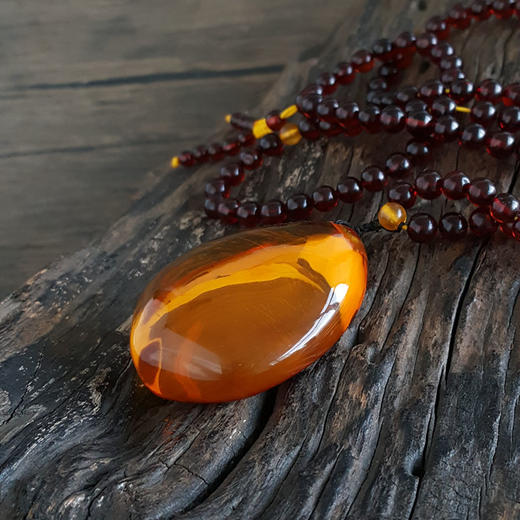 【天然正品】天然无杂裂3A级净水水滴形墨西哥蓝珀珠串吊坠项链110825NJM28 现售价：980特价！ 商品图5