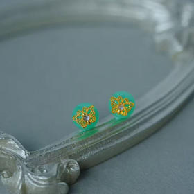 龢盒原创 9k金澳玉蝴蝶耳钉