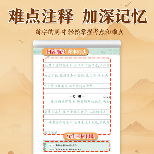 墨点高中生必背古诗文72篇正楷字帖语文人教版同步高考古诗词文言文活页学生字帖楷书练字本专用荆霄鹏硬笔书法临摹字帖描红练字纸 商品图4