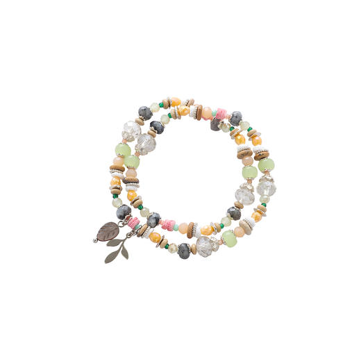 三彩2025新款彩石双层手串手链水晶树叶吊坠美拉德加州海岸自然 商品图3