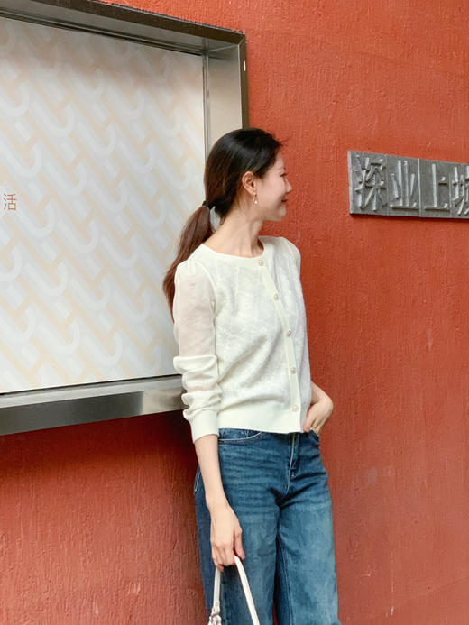 【百图lulu定制】【琥珀针织衫】花朵提花   螺纹收口 长袖针织衫 商品图3