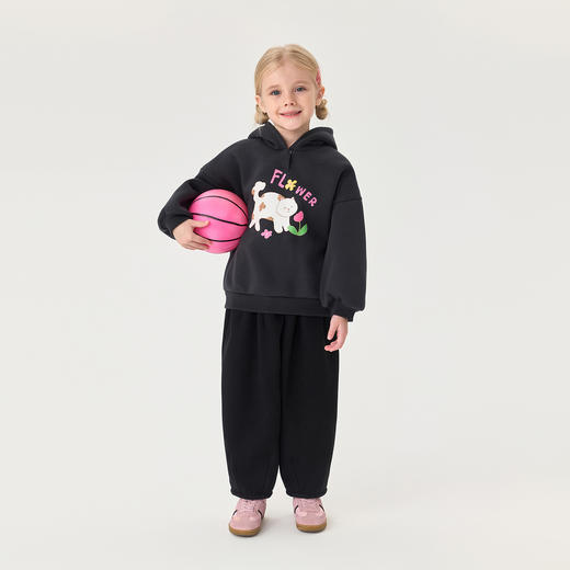 马克珍妮女童趣味猫咪加绒连帽卫衣2025年秋冬新款551186 商品图2