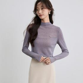 「自」全新升级【铂金会员146/天猫199/差价53】(53929)洛诗琳新款半高领打底衫2025秋季时尚网纱针织打底上衣女