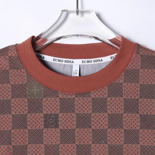 T4830SDSA男士秋冬新款痞帅男装休闲棋盘格撞色圆领长袖T恤时尚上衣 商品图2