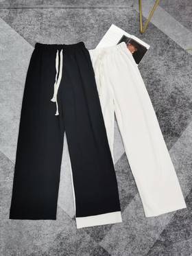 RM756#透气抽绳橡筋腰直筒裤