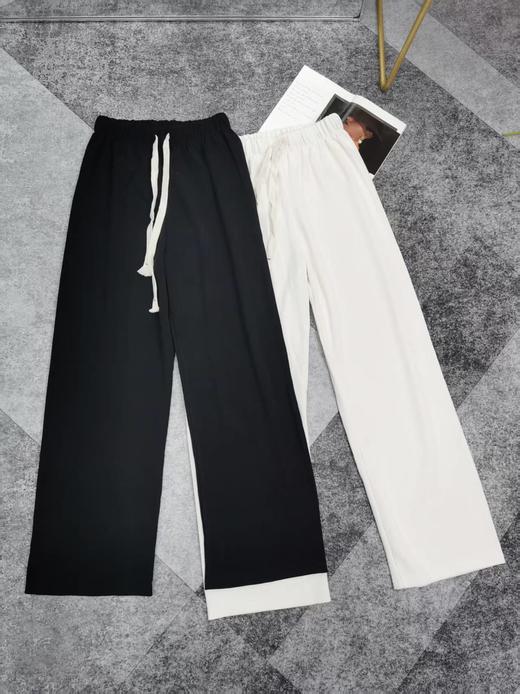 RM756#透气抽绳橡筋腰直筒裤 商品图0