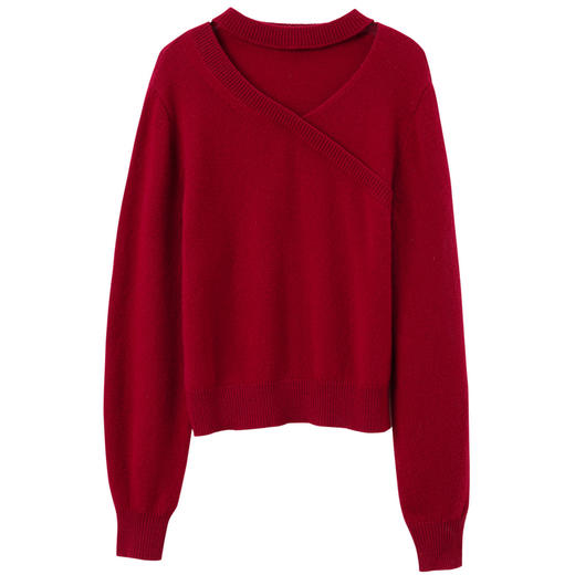 【100绵羊毛】三彩2025冬季新款镂空V领针织衫套头衫高级感M 商品图4