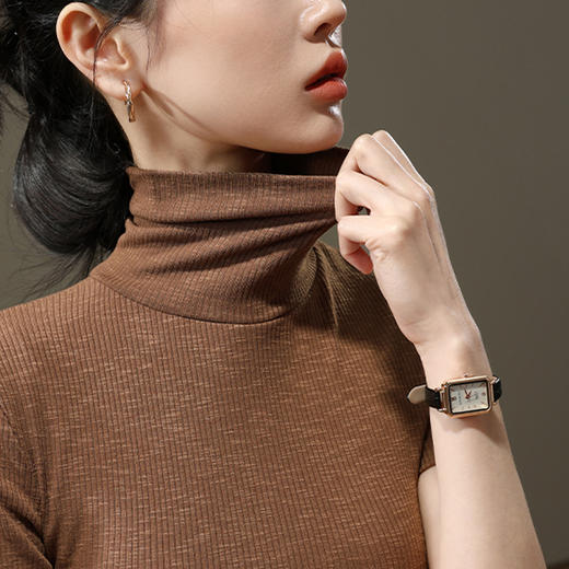 高领打底衫女薄款2025秋装新款女装气质短袖体恤修身微透内搭上衣 商品图2