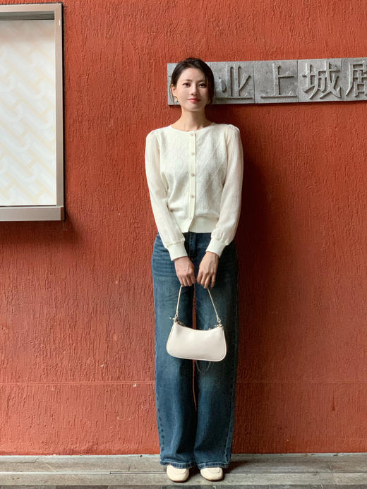 【百图lulu定制】【琥珀针织衫】花朵提花   螺纹收口 长袖针织衫 商品图4