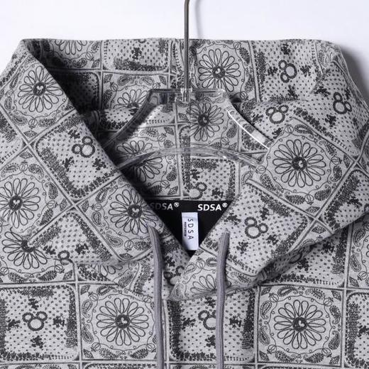 WY1108SDSA男士秋冬新款痞帅男装时尚花卉印花抽绳连帽卫衣百搭休闲宽松 商品图2