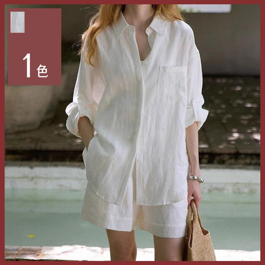 馥迦老钱风松弛随性亚麻衬衫 商品图0