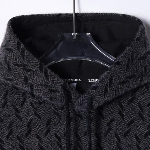 WY1150SDSA男士秋冬新款痞帅男装设计师撞色暗纹提花抽绳连帽卫衣高级感 商品图2