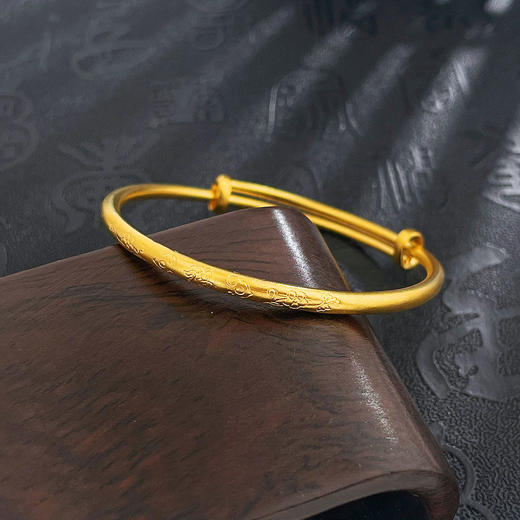 【限时克减150元】足金999.9 #儿童/宝宝 古法空心推拉手镯福字如意花卉推拉镯宝宝镯单只童镯BB镯(ANWGFTZ00012))预售产品下单后不退款不退货不换货不补差价 商品图0