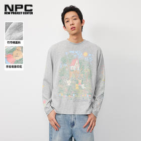 潮牌CC系列手绘涂鸦竹节棉长袖T恤男童趣宽松 舒适CC58TL01