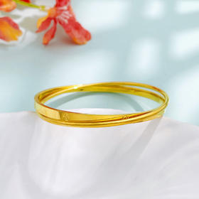 【限时克减150元】足金999 【精品】固口双环手镯实心米字纹扁镯空心素圈光圈圆管双环手镯(AUQSZ00070)预售产品下单后不退款不退货不换货不补差价