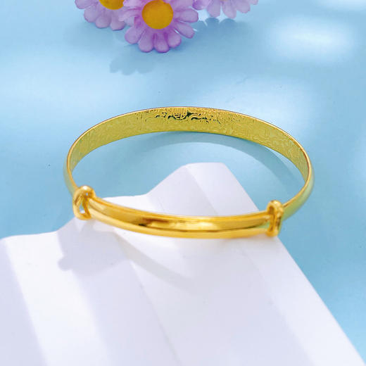 【限时克减128元】足金999 实心推拉手镯光面牛鼻推拉镯（面宽约7.2-7.6mm，厚约2.9）(AUQSZ00082))预售产品下单后不退款不退货不换货不补差价 商品图2