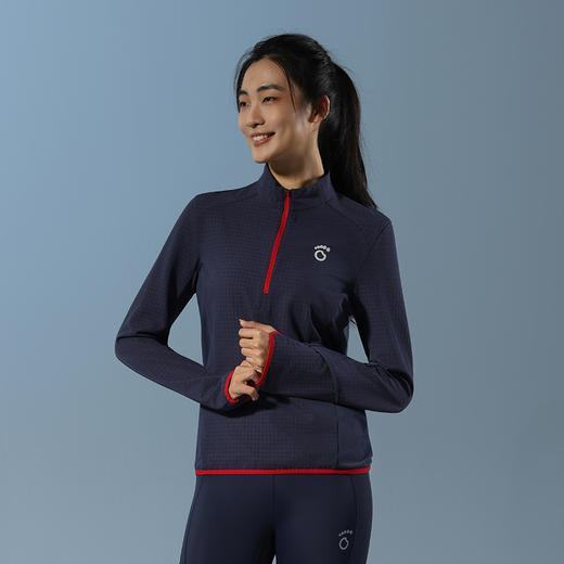 原创单品丨女子半开拉链方格外套 吸湿速干 蓄暖方格 冬训战衣 增加摆臂活动度 多功能袖口 护手掌、看跑表 商品图3