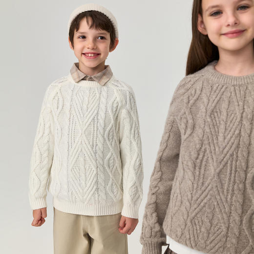 【绵羊毛】马克珍妮男童复古文艺菱格羊毛衫2025年秋冬新款551811 商品图2