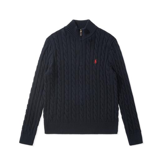 中性款绞花拉链针织毛衣 商品图0