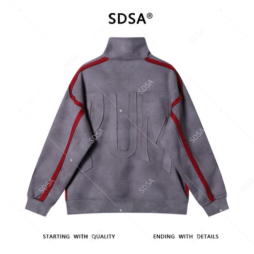 WY1068SDSA男士秋冬新款痞帅男装扎染撞色织带半拉链立领卫衣宽松休闲 商品图5