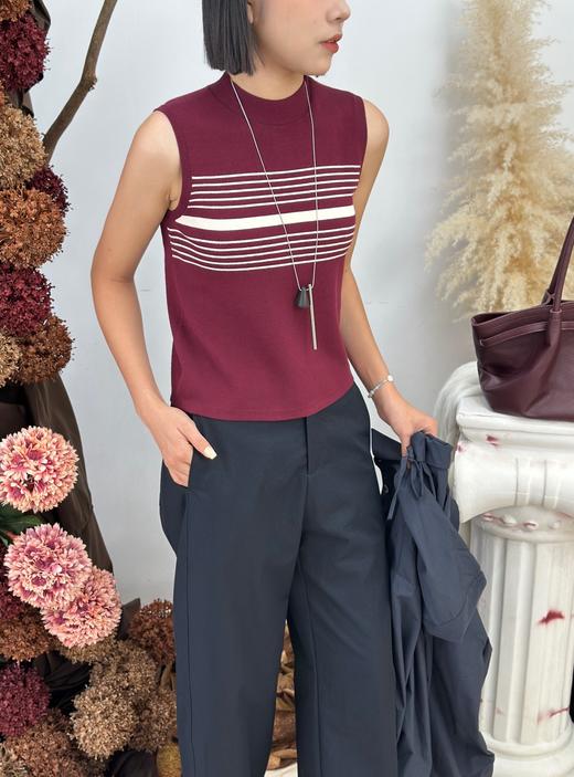 M54033#气质半高领毛织双色背心 商品图4