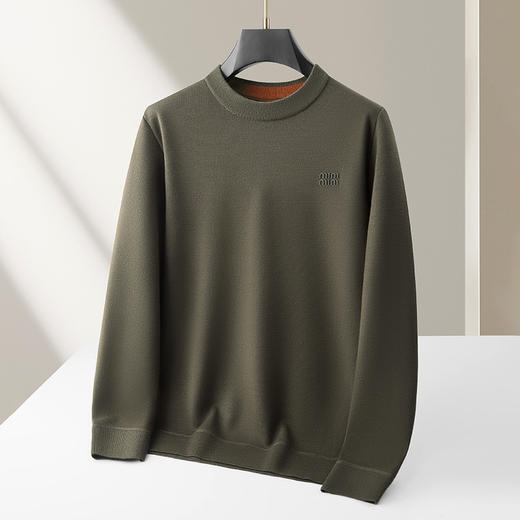 【DKP】大依优型大码男装加绒加厚针织衫新款男士加肥加大码时尚休闲圆领加绒毛衣男 商品图1