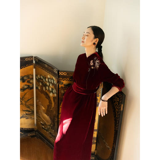 牧衣游原创设计 丝绒腰带红色复古文艺 陌花【不支持会员折】 商品图2