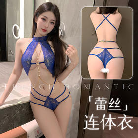 霏慕 魅惑蕾丝镂空连体衣7044