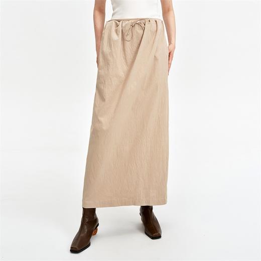 SELFWHO半身裙女夏2024新款设计感抽绳休闲高腰显瘦包臀直筒裙子 商品图0