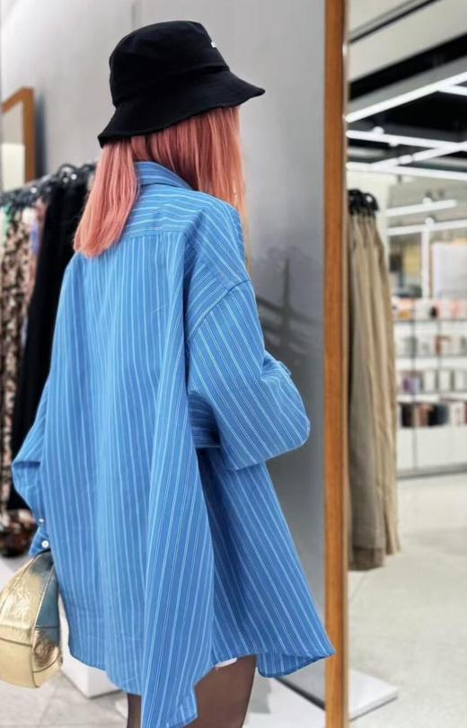 中性款丝棉条纹长袖衬衫001 商品图4