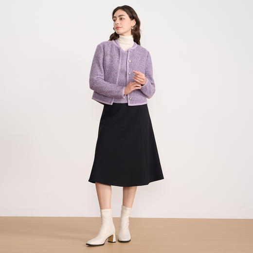 EITIE爱特爱精致小香风紫色法式通勤优雅直筒短外套2025秋冬新款D2503909 商品图3