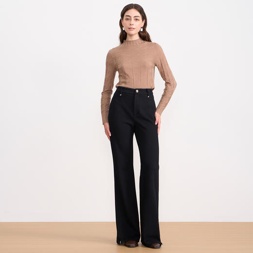 EITIE爱特爱高腰微喇直筒显瘦通勤精致休闲裤2025秋冬新款长裤D2505905 商品图1